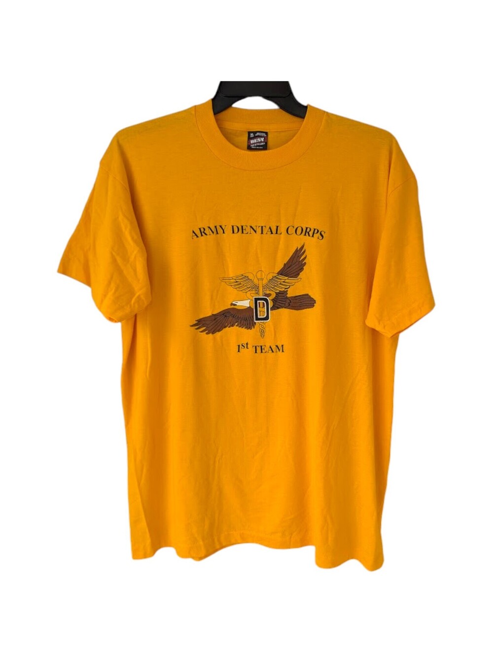 Fruit of the Loom Best XL Vintage 90s Army Dental Corps T-Shirt Yellow 24x30.5